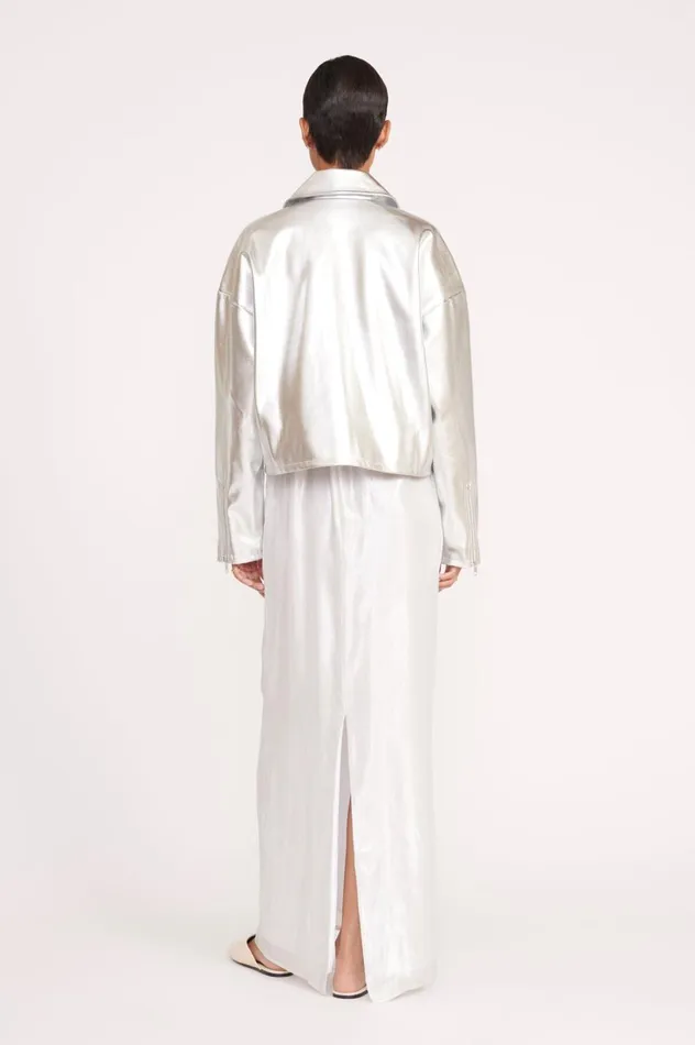 Women Outerwear and Jackets STAUD STAUD LENNOX JACKET SILVER Women Outerwear and Jackets STAUD STAUD LENNOX JACKET SILVER