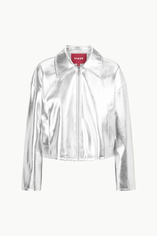 Women Outerwear and Jackets STAUD STAUD LENNOX JACKET SILVER Women Outerwear and Jackets STAUD STAUD LENNOX JACKET SILVER