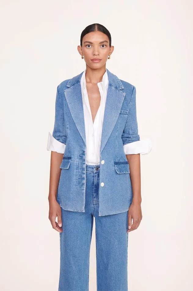 Women Outerwear and Jackets STAUD STAUD MAXWELL BLAZER MEDIUM WASH