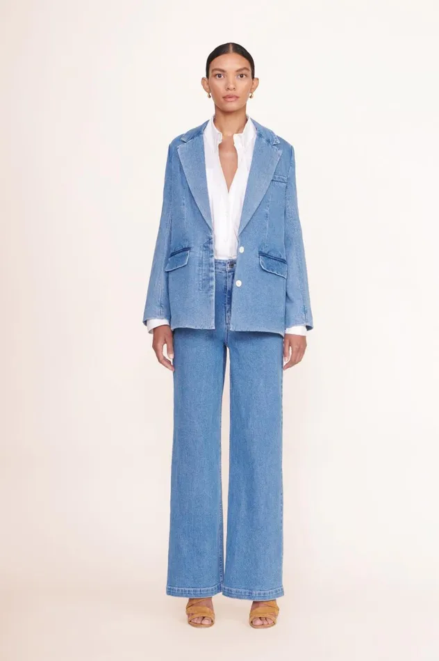 Women Outerwear and Jackets STAUD STAUD MAXWELL BLAZER MEDIUM WASH Women Outerwear and Jackets STAUD STAUD MAXWELL BLAZER MEDIUM WASH