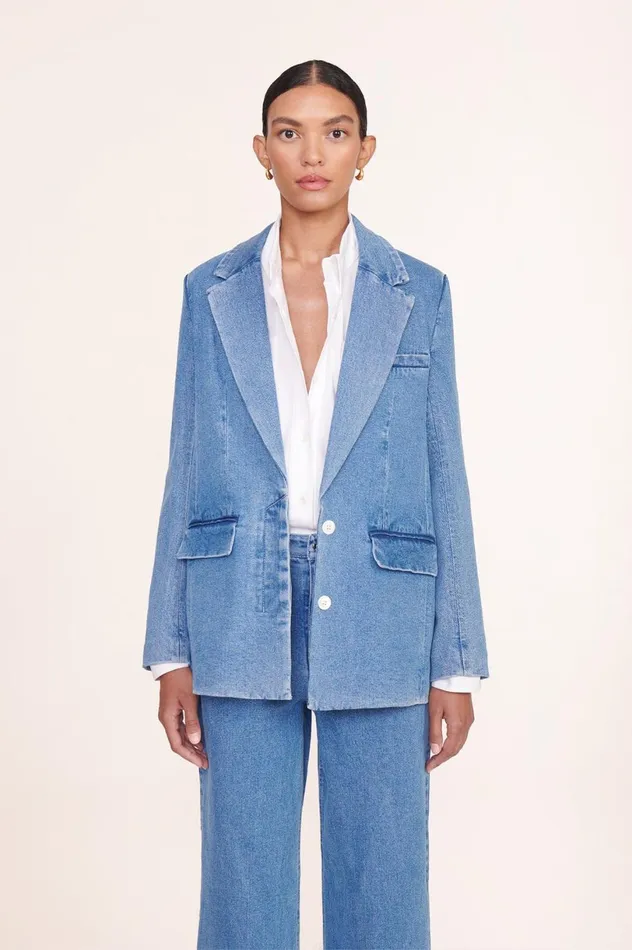 Women Outerwear and Jackets STAUD STAUD MAXWELL BLAZER MEDIUM WASH Women Outerwear and Jackets STAUD STAUD MAXWELL BLAZER MEDIUM WASH