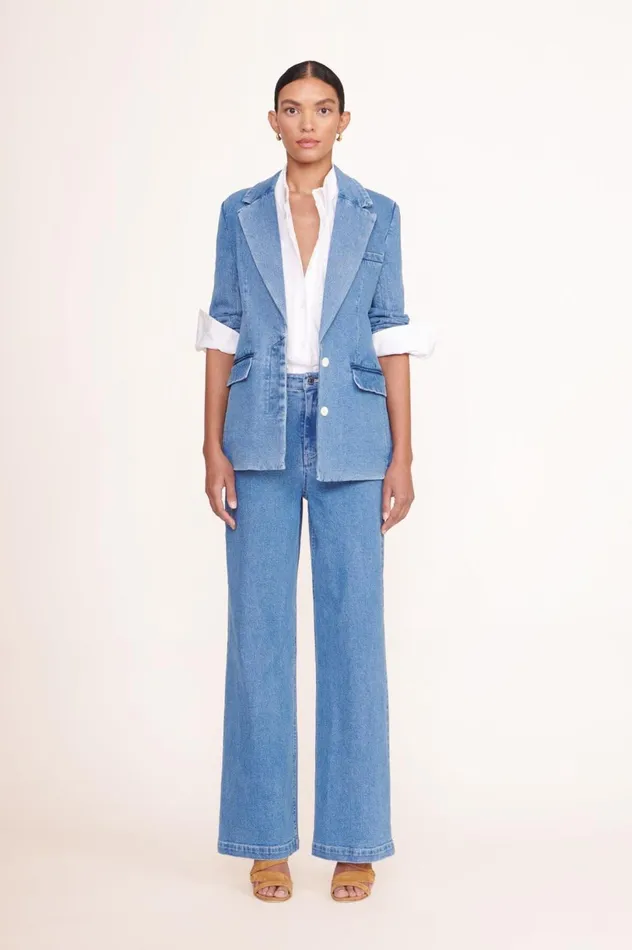 Women Outerwear and Jackets STAUD STAUD MAXWELL BLAZER MEDIUM WASH Women Outerwear and Jackets STAUD STAUD MAXWELL BLAZER MEDIUM WASH