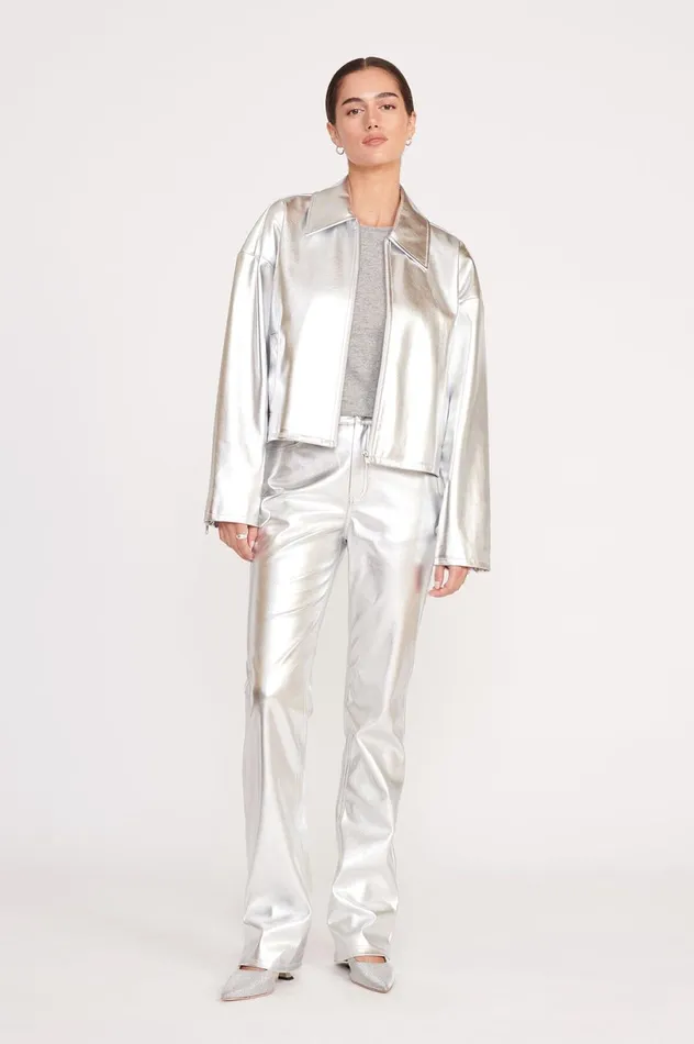 Women Pants and Shorts STAUD STAUD CHISEL PANT SILVER Women Pants and Shorts STAUD STAUD CHISEL PANT SILVER