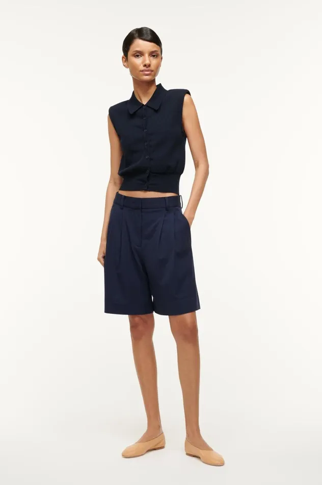 Women Pants and Shorts STAUD STAUD LONG LUISA SHORT NAVY
