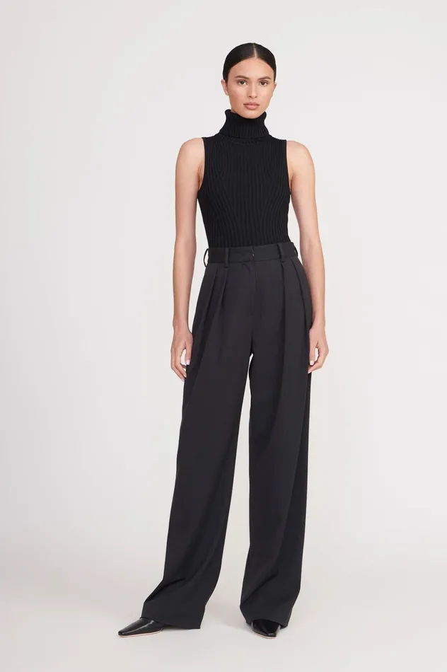 Women Pants and Shorts STAUD STAUD LUISA PANT BLACK SUITING