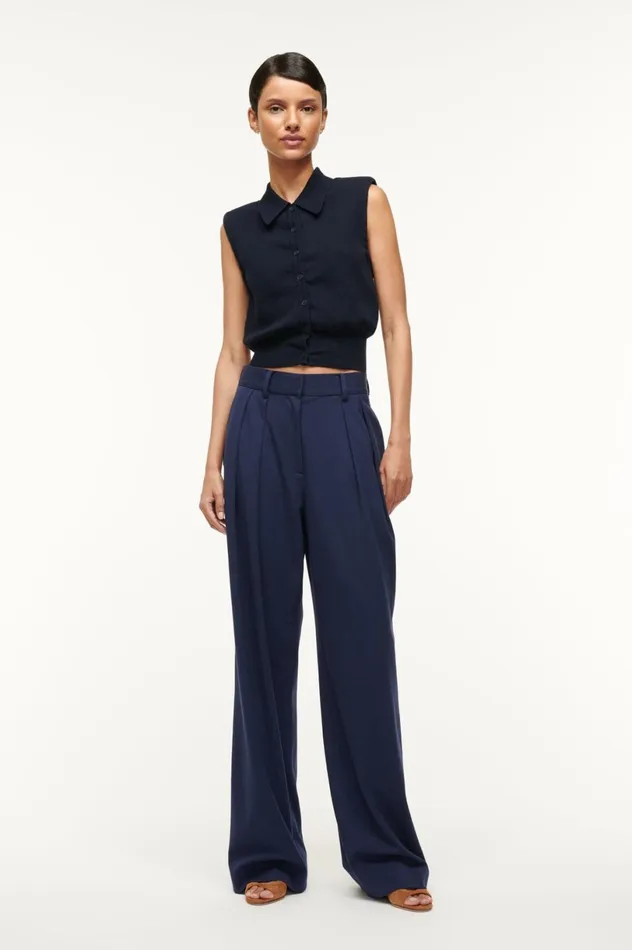 Women Pants and Shorts STAUD STAUD LUISA PANT NAVY Women Pants and Shorts STAUD STAUD LUISA PANT NAVY