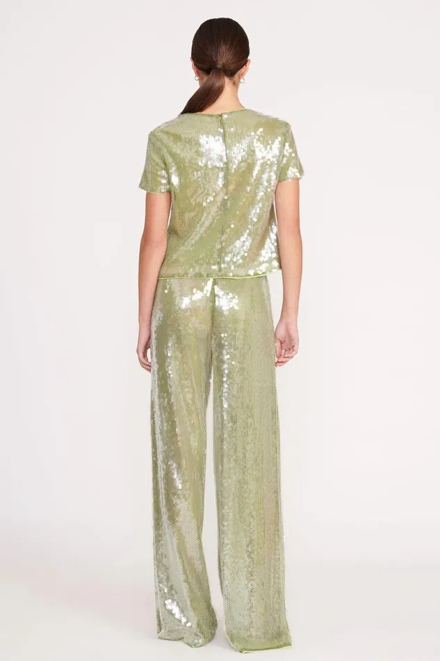 Women Pants and Shorts STAUD STAUD LUKE PANT GARDEN MOSS SEQUINS Women Pants and Shorts STAUD STAUD LUKE PANT GARDEN MOSS SEQUINS