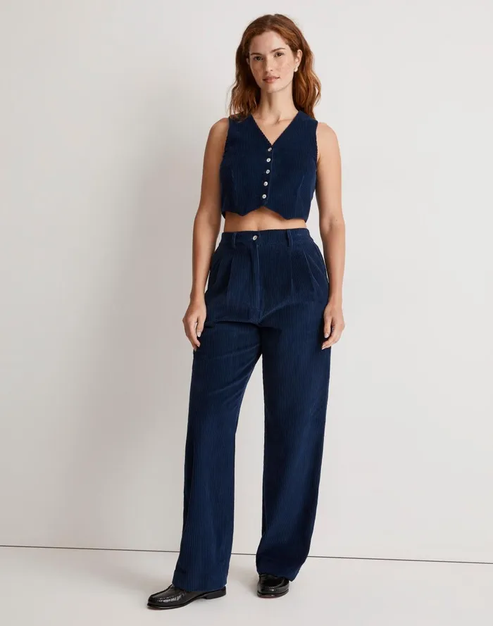Women Pants Madewell Donni Corduroy Pleated Trousers