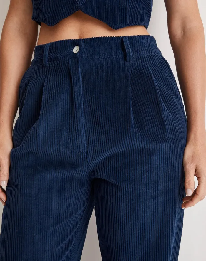 Women Pants Madewell Donni Corduroy Pleated Trousers
