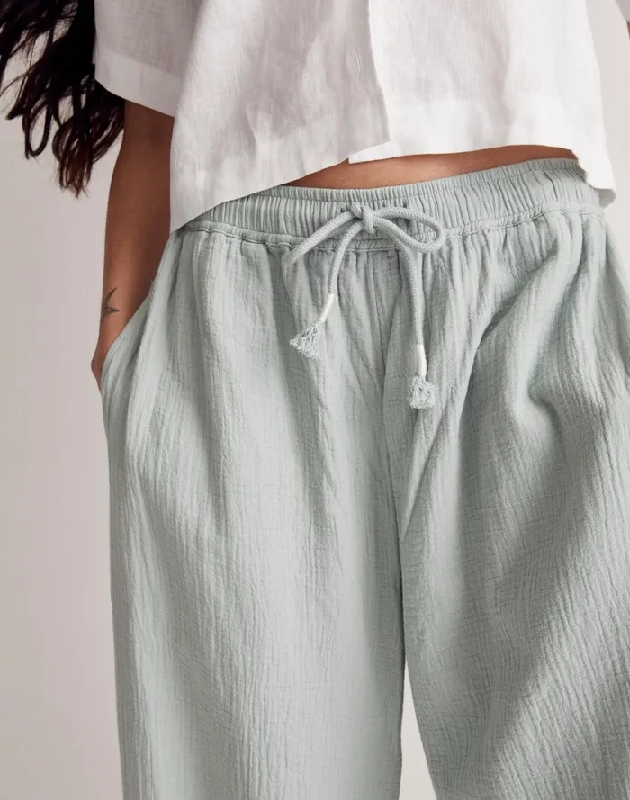 Women Pants Madewell DoubleGauze Drawstring WideLeg Pants
