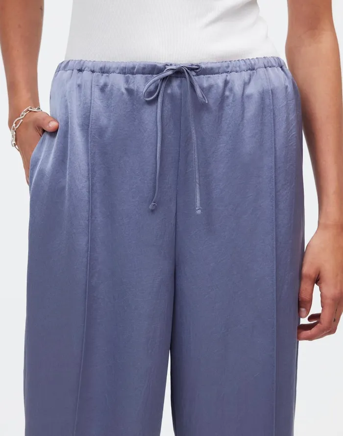 Women Pants Madewell Pintucked Slim PullOn Pants In Satin