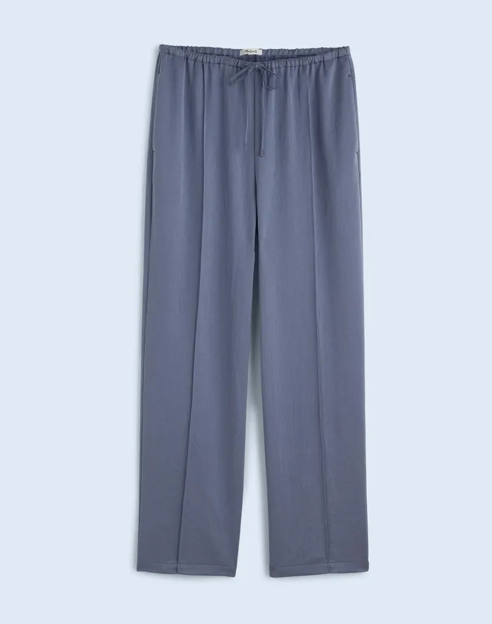 Women Pants Madewell Pintucked Slim PullOn Pants In Satin