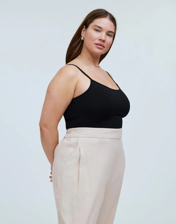 Women Pants Madewell Plus PullOn Straight Crop Pants In Linen Blend
