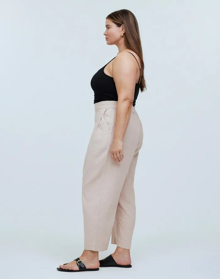 Women Pants Madewell Plus PullOn Straight Crop Pants In Linen Blend