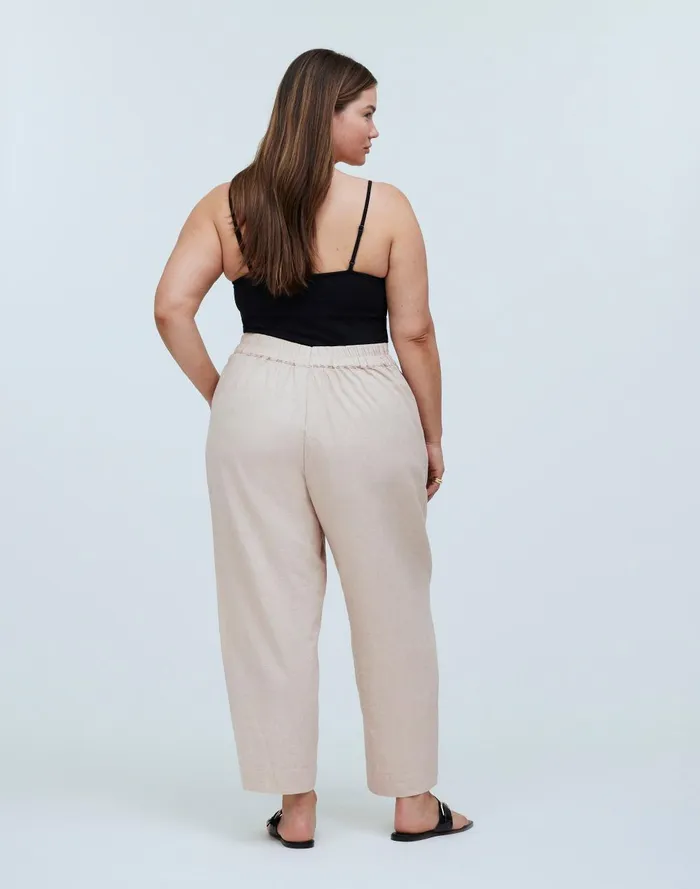 Women Pants Madewell Plus PullOn Straight Crop Pants In Linen Blend