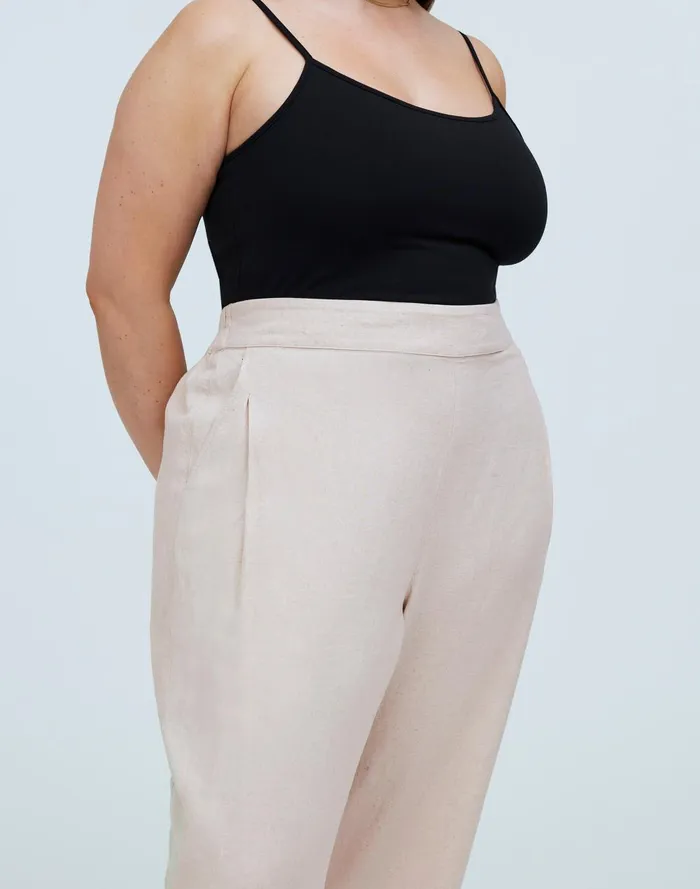 Women Pants Madewell Plus PullOn Straight Crop Pants In Linen Blend