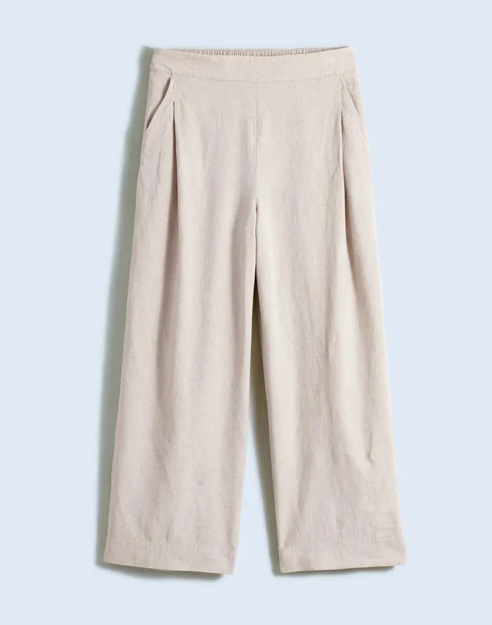 Women Pants Madewell Plus PullOn Straight Crop Pants In Linen Blend