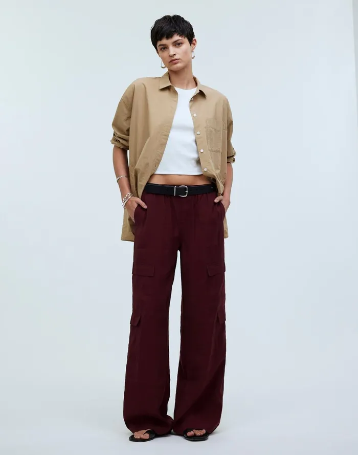 Women Pants Madewell PullOn WideLeg Cargo Pants In Softdrape