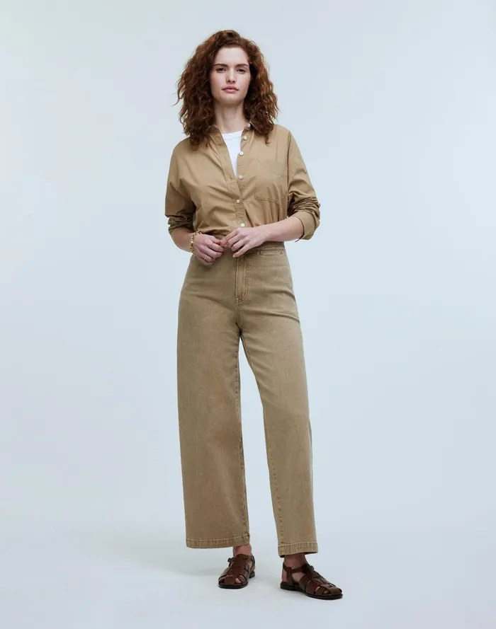 Women Pants Madewell The Curvy Emmett WideLeg Crop Pant Welt Pocket Edition