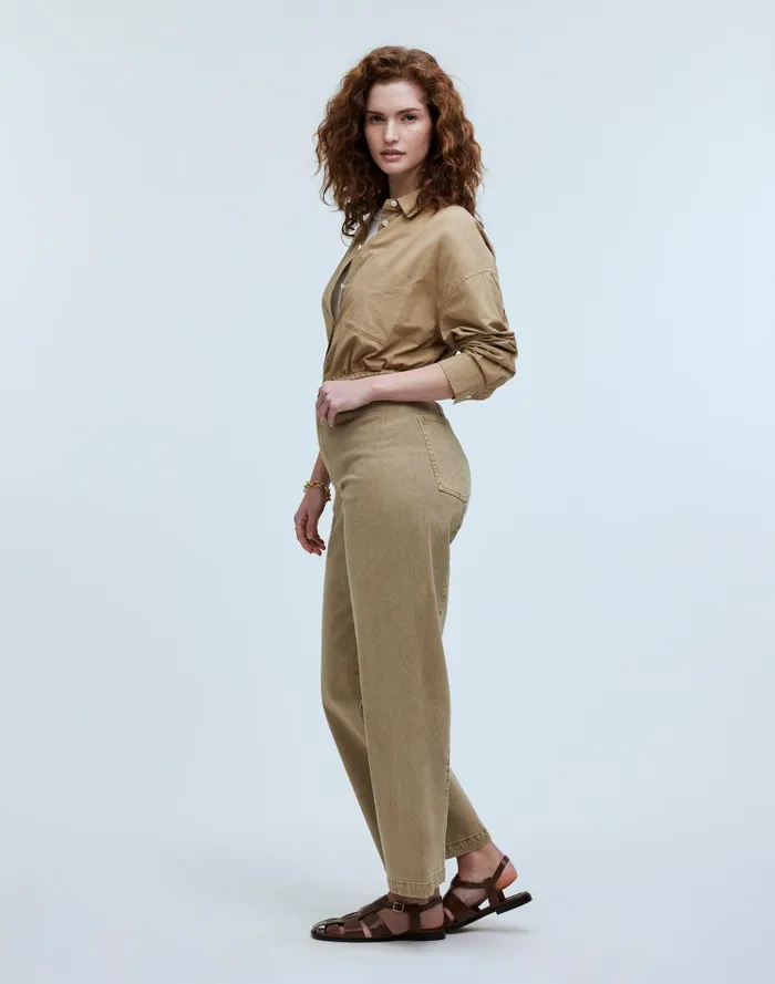 Women Pants Madewell The Curvy Emmett WideLeg Crop Pant Welt Pocket Edition