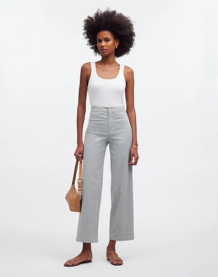 Women Pants Madewell The Emmett WideLeg Crop Pant Welt Pocket Edition