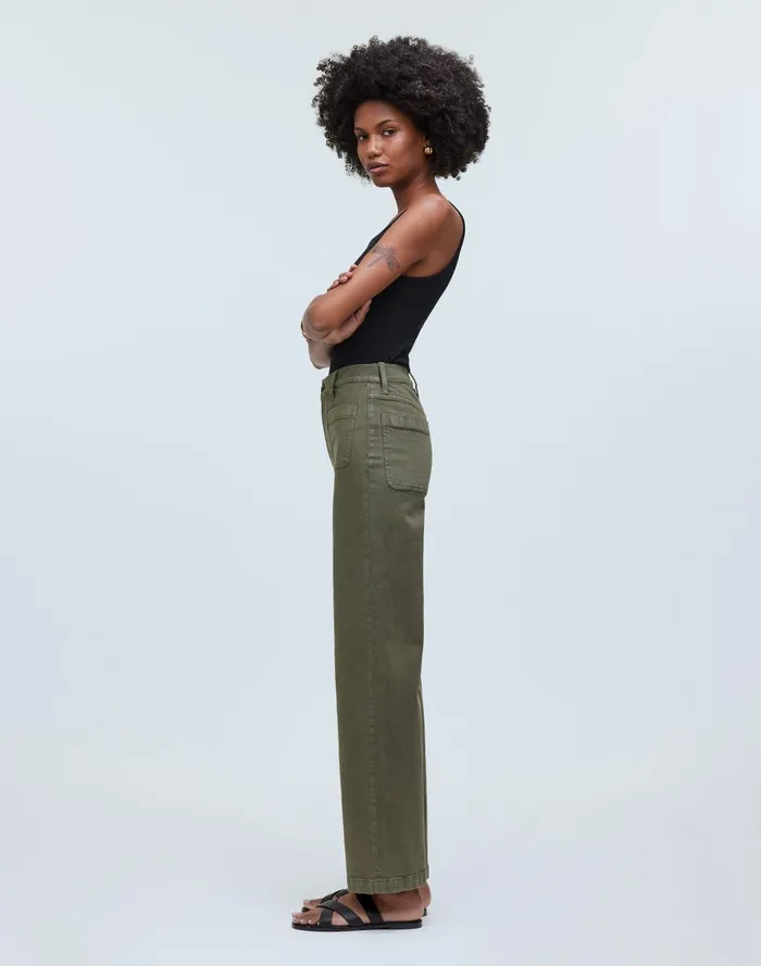 Women Pants Madewell The Emmett WideLeg FullLength Pant In Garment Dye Patch Pocket Edition