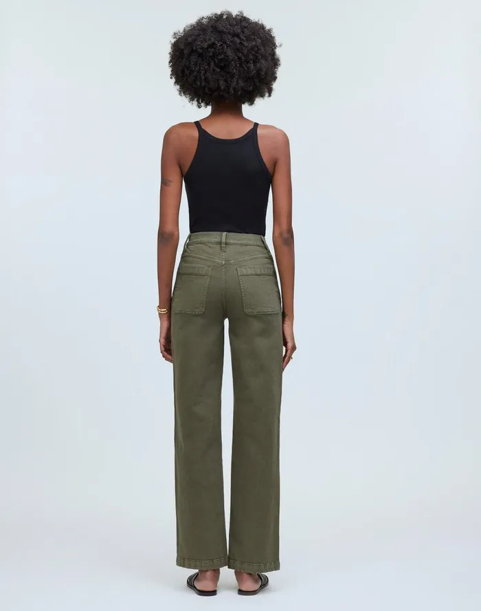 Women Pants Madewell The Emmett WideLeg FullLength Pant In Garment Dye Patch Pocket Edition