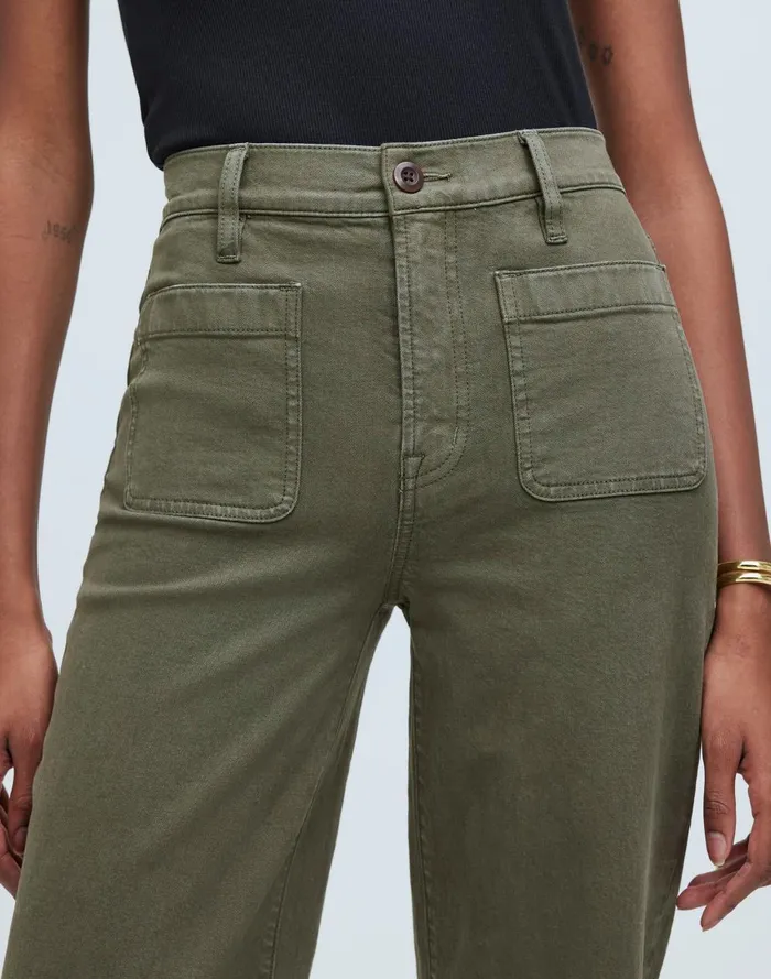 Women Pants Madewell The Emmett WideLeg FullLength Pant In Garment Dye Patch Pocket Edition
