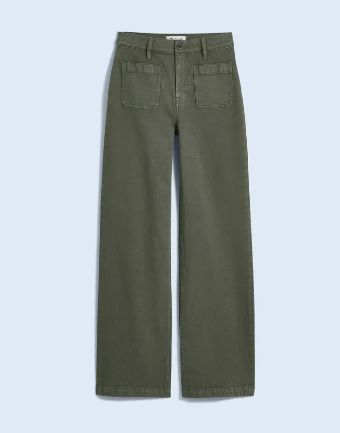 Women Pants Madewell The Emmett WideLeg FullLength Pant In Garment Dye Patch Pocket Edition