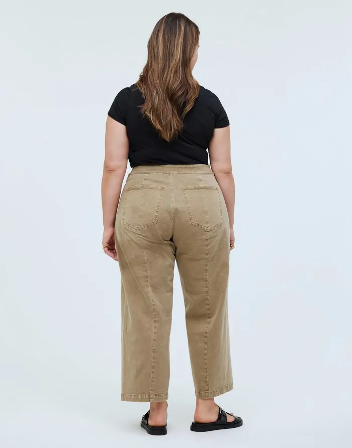 Women Pants Madewell The Plus Curvy Emmett WideLeg Crop Pant In Garment Dye Welt Pocket Edition