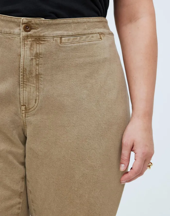 Women Pants Madewell The Plus Curvy Emmett WideLeg Crop Pant In Garment Dye Welt Pocket Edition