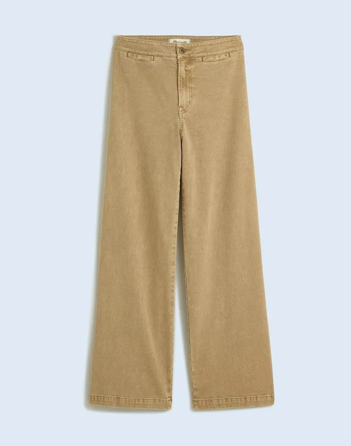 Women Pants Madewell The Plus Curvy Emmett WideLeg Crop Pant In Garment Dye Welt Pocket Edition
