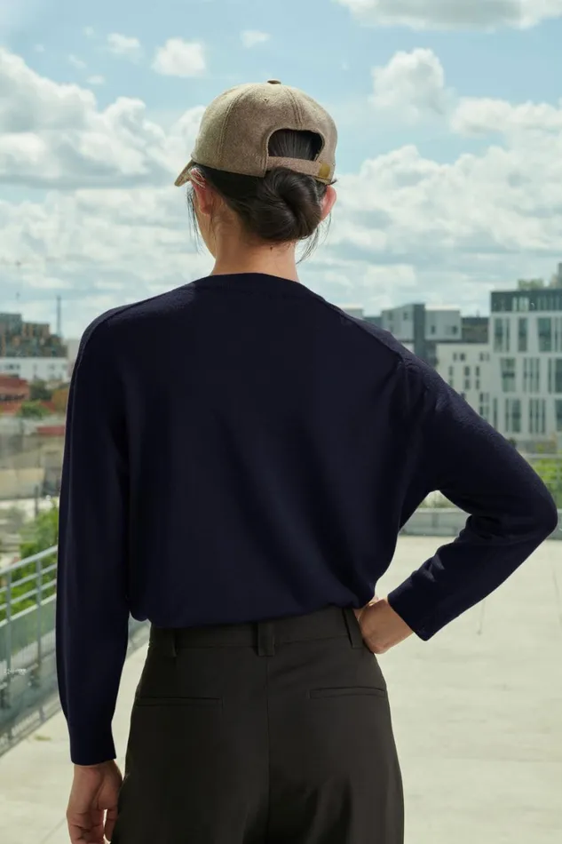 Women PIO SWEATER Navy Soeur Jumpers and Cardigans