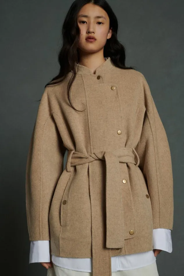 Women PRUSSE COAT Mottled Beige Soeur Jackets and Coats