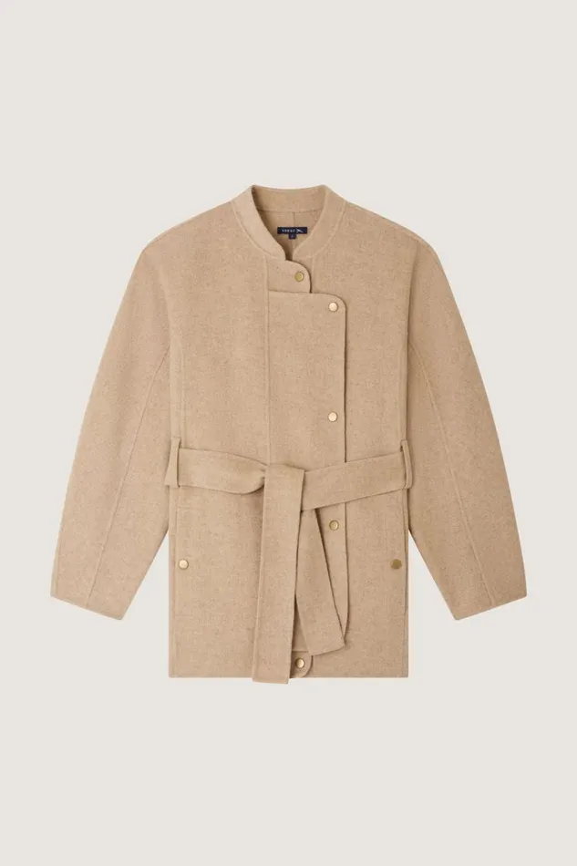 Women PRUSSE COAT Mottled Beige Soeur Jackets and Coats