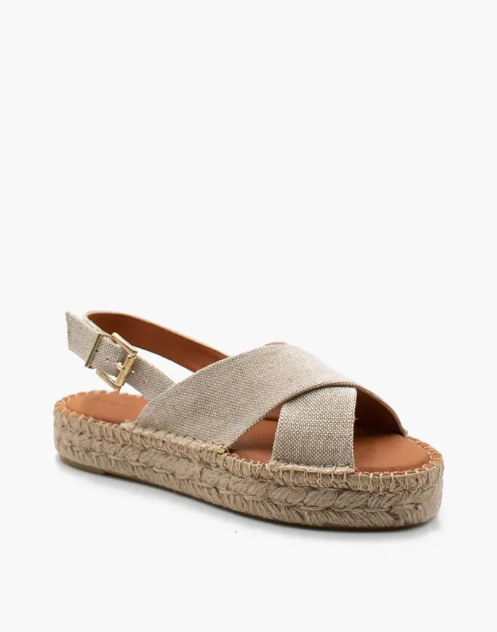 Women Sandals Madewell ALOHAS Linen Crossed Platform Bicolor Espadrille Sandals