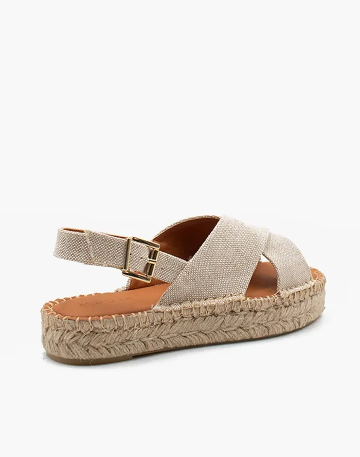 Women Sandals Madewell ALOHAS Linen Crossed Platform Bicolor Espadrille Sandals