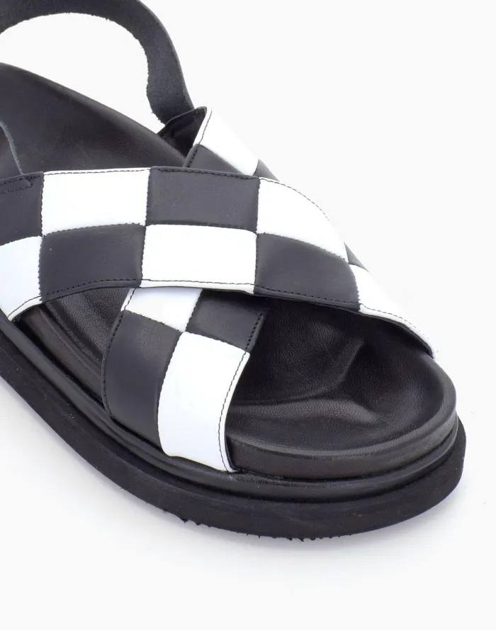 Women Sandals Madewell ALOHAS Marshmallow Scacchi Black and White Sandal
