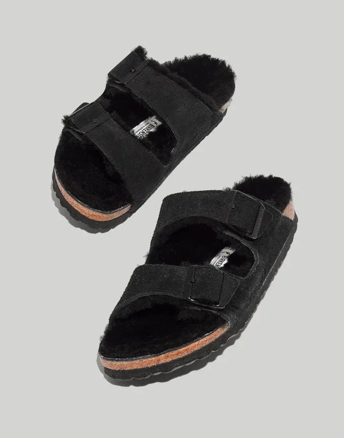 Women Sandals Madewell Birkenstock Suede Arizona Sandals In Shearling