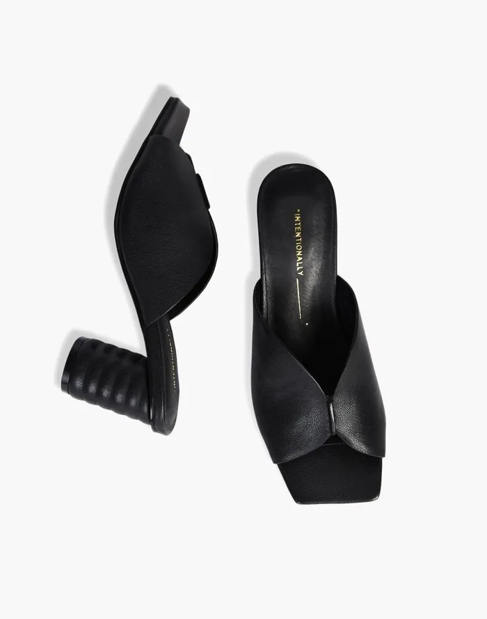 Women Sandals Madewell Intentionally Blank Leather Kamika Mules In Black