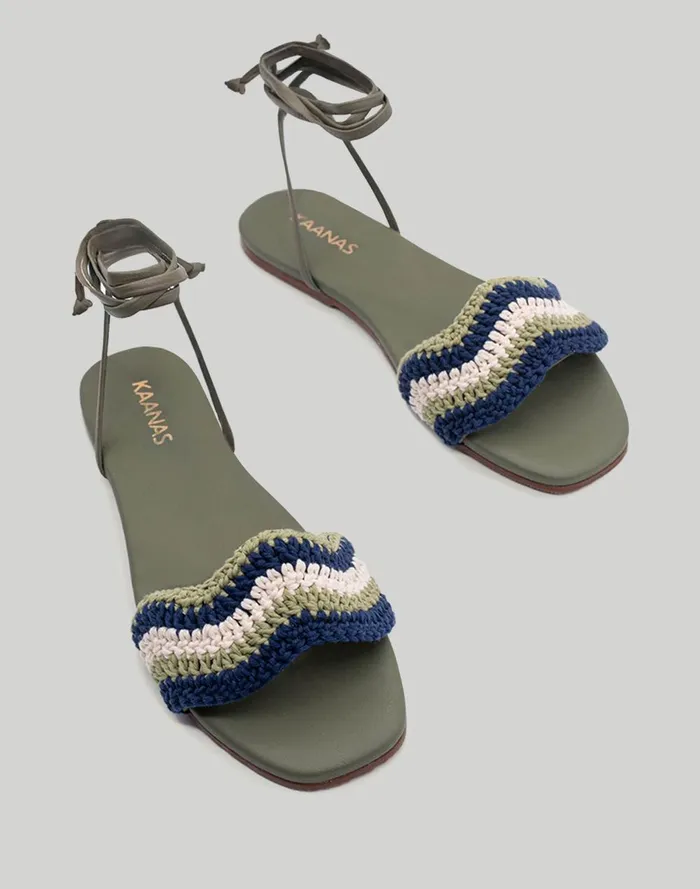 Women Sandals Madewell KAANAS Lantana CrochetBand AnkleStrap Sandals