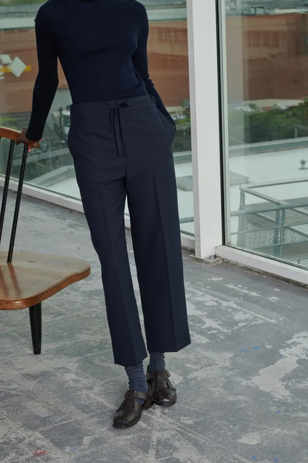 Women SARAJEVO TROUSERS Navy Soeur Trousers