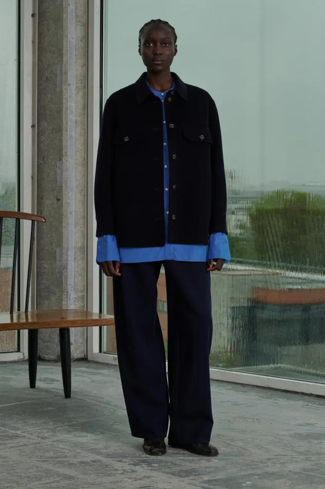 Women SERBIE JACKET Navy Soeur Jackets and Coats