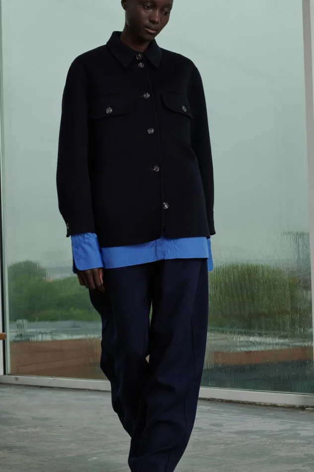 Women SERBIE JACKET Navy Soeur Jackets and Coats