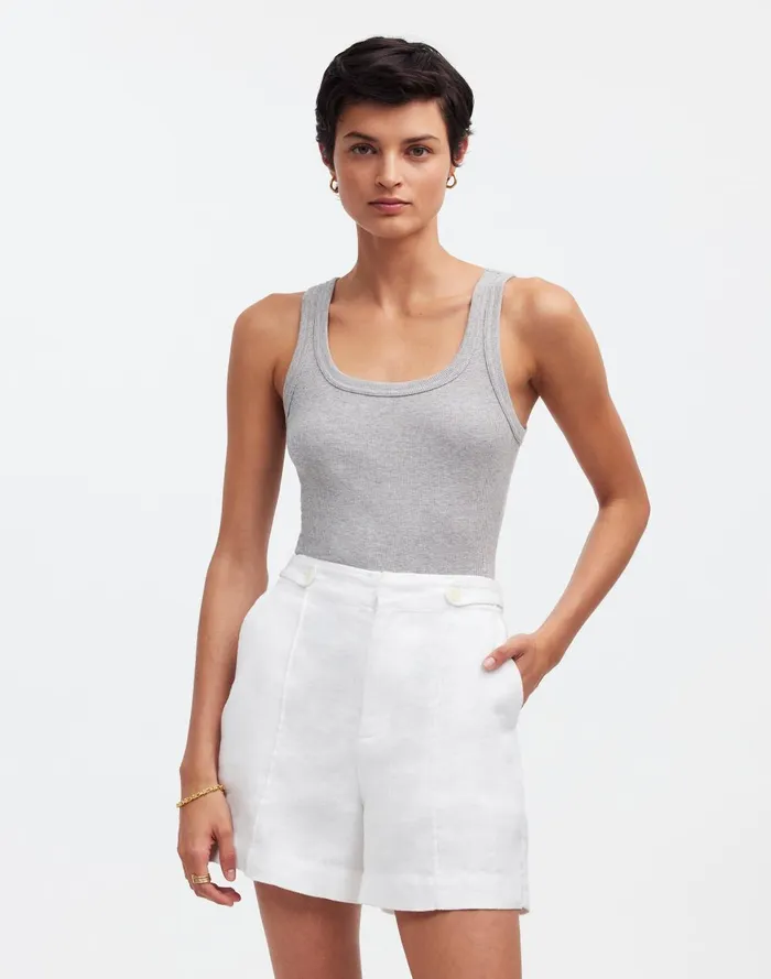 Women Shorts Madewell Clean ButtonTab Shorts In 100 Linen