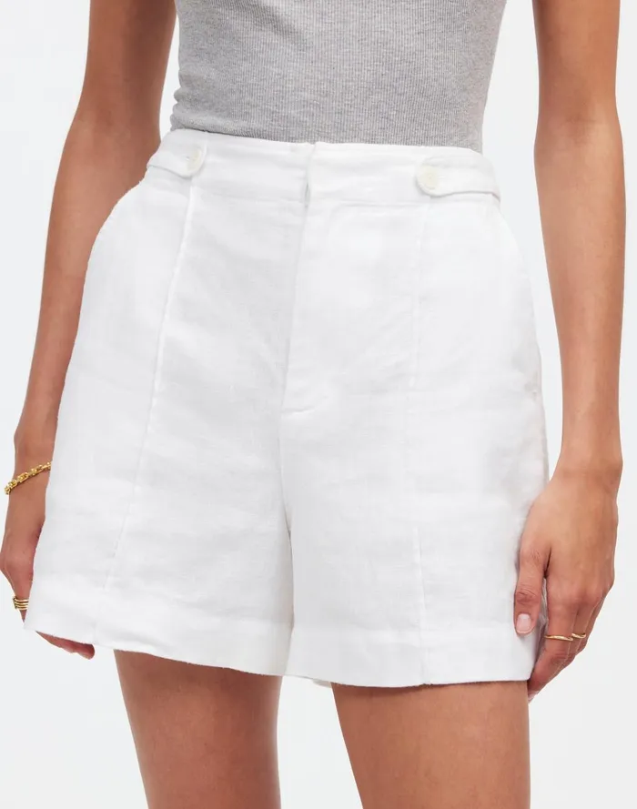 Women Shorts Madewell Clean ButtonTab Shorts In 100 Linen