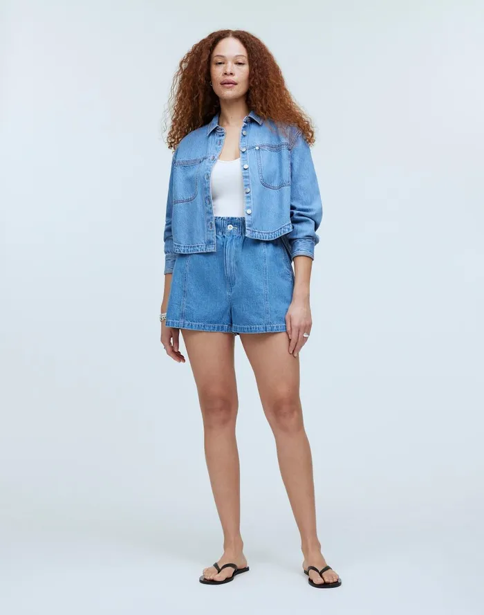 Women Shorts Madewell Denim PullOn Paperbag Shorts In Bunten Wash