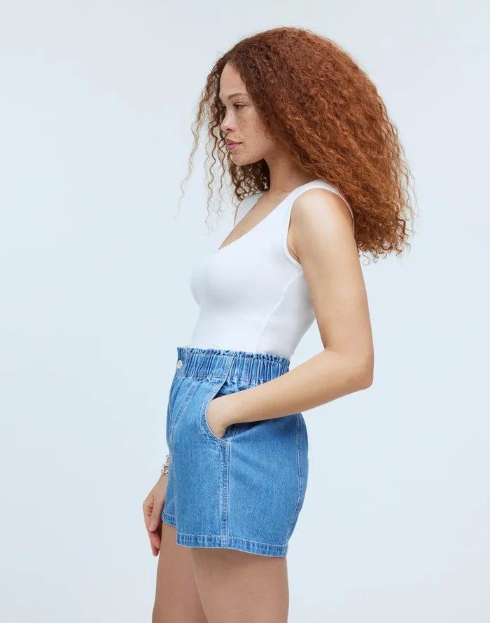 Women Shorts Madewell Denim PullOn Paperbag Shorts In Bunten Wash