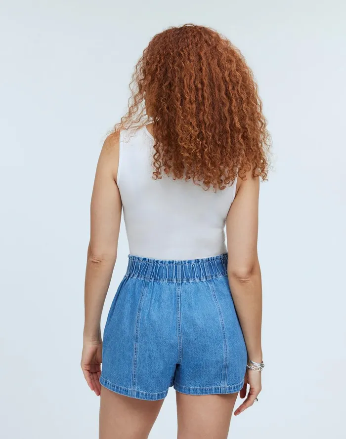 Women Shorts Madewell Denim PullOn Paperbag Shorts In Bunten Wash