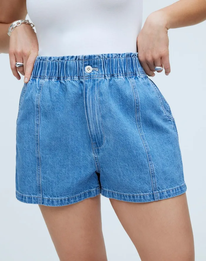 Women Shorts Madewell Denim PullOn Paperbag Shorts In Bunten Wash